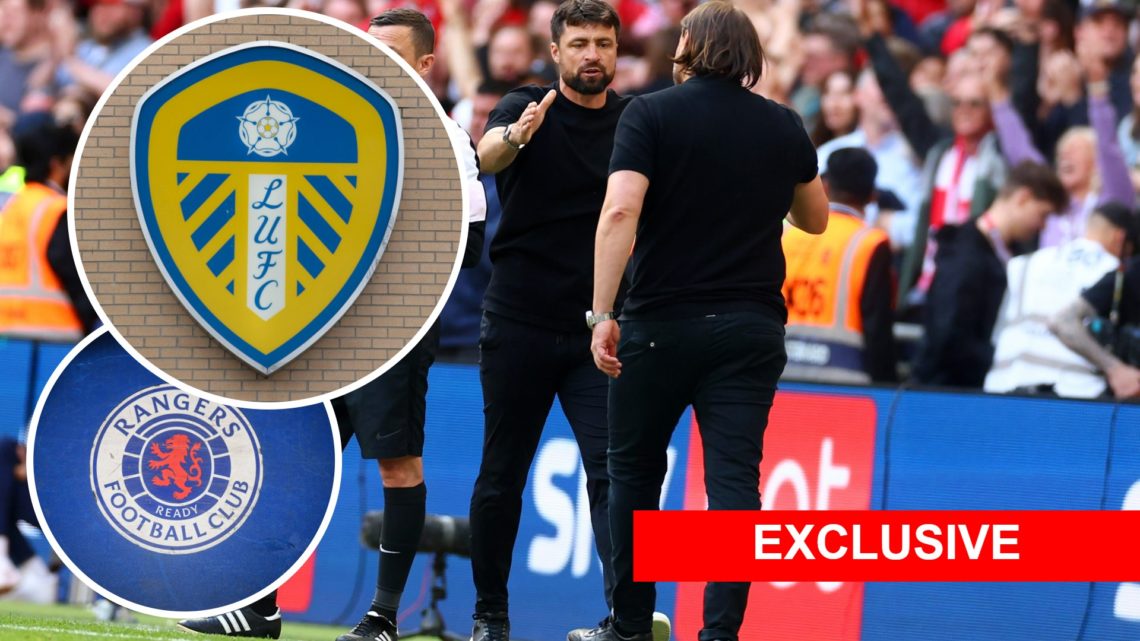 Southampton manager Russell Martin shakes hands with Leeds United boss Daniel Farke before the 2024 Championship play-off final. Inset, pictures of...