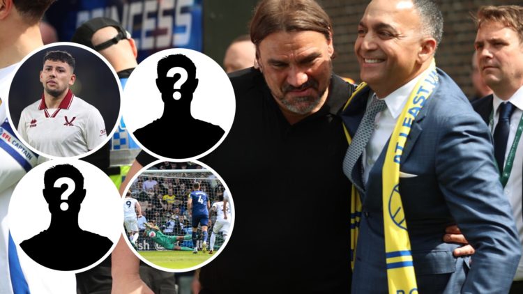Leeds United manager Daniel Farke with chairman Paraag Marathe. Inset, Sheffield United player Gustavo Hamer