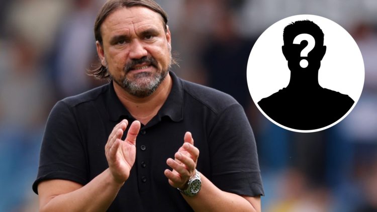 Leeds United manager Daniel Farke (left) with mystery player inset (right)