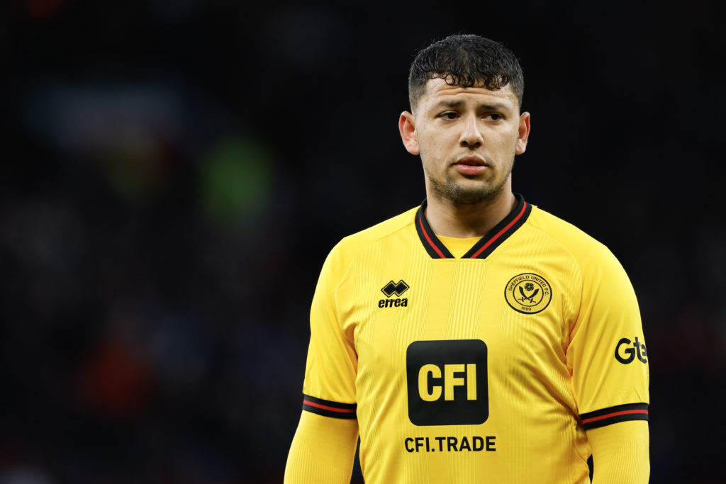 Sheffield United midfielder Gustavo Hamer during a Premier League game against Manchester United.