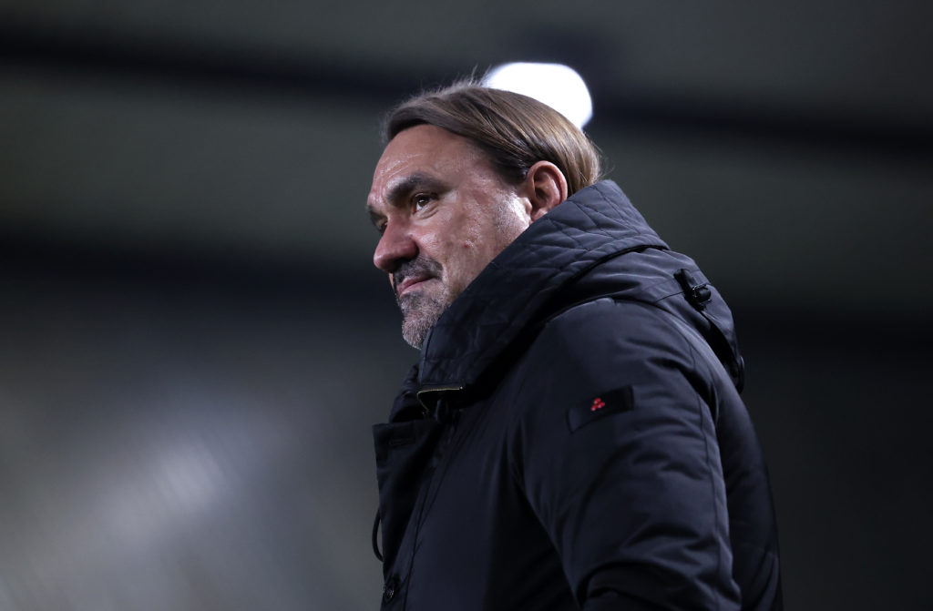 Daniel Farke looks on during Millwall vs Leeds United.