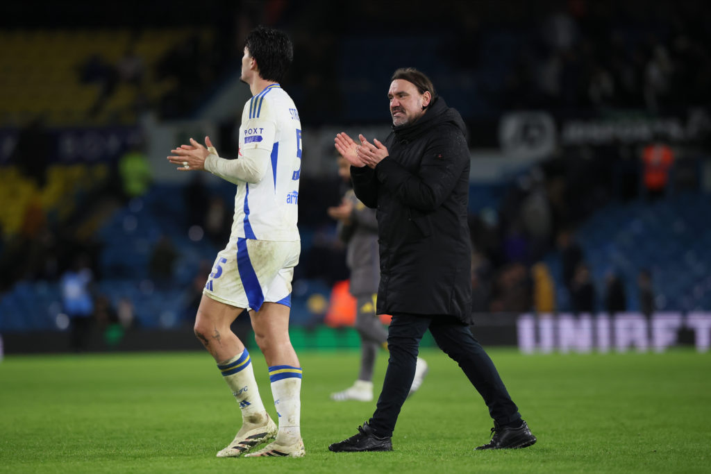 Leeds United centre-back Pascal Struijk with Daniel Farke