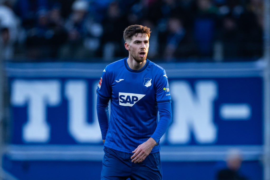 Anton Stach in action for Hoffenheim vs Wolfsburg.