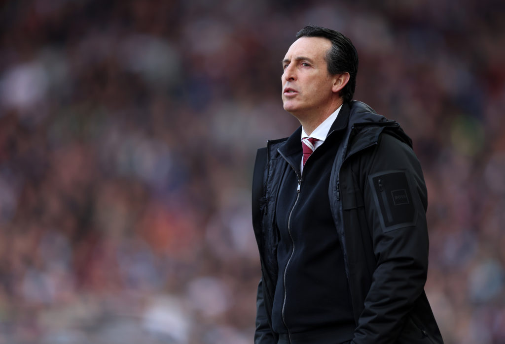 Aston Villa manager Unai Emery during a Premier League game against Newcastle United.