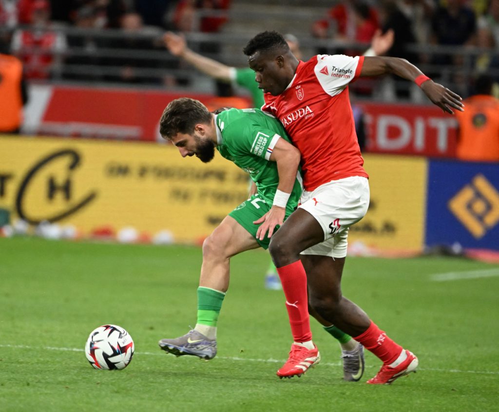 Amadou Kone in action for Stade Reims, prior to his move to Neom SC.