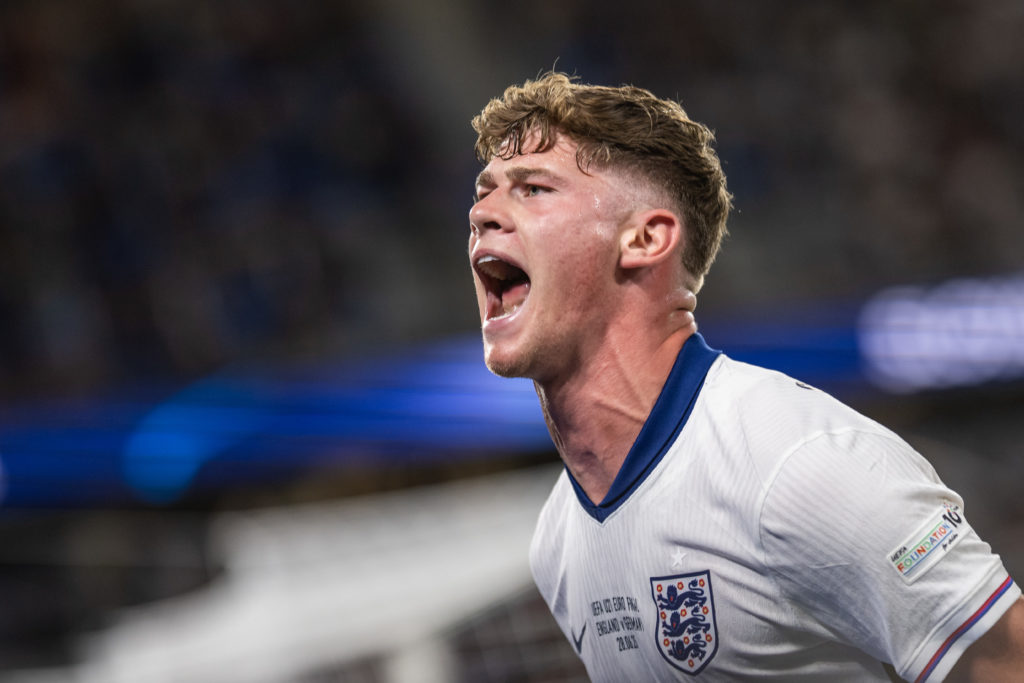 Charlie Cresswell reacts during EURO U-21 2025 Final between England and Germany.
