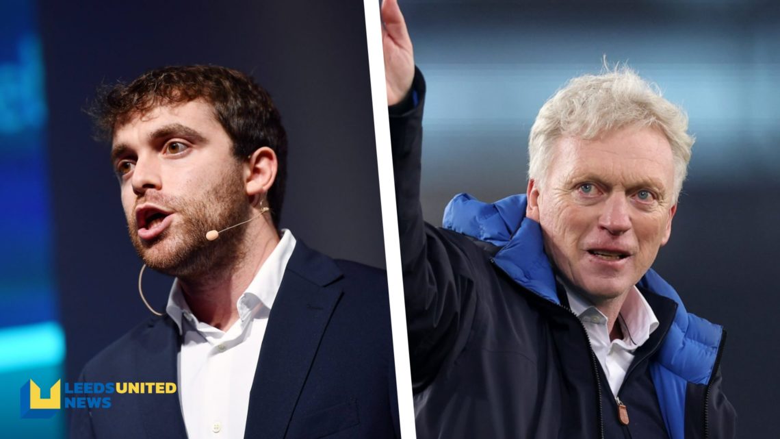 Split image of journalist Fabrizio Romano speaking at an event, and Everton manager David Moyes waving at the fans.