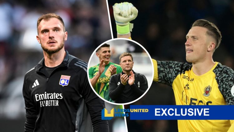 LUN exclusive with Lucas Perri of Lyon (left) Nick Pope and Eddie Howe of Newcastle (centre), and Marcin Bulka of Nice (right)