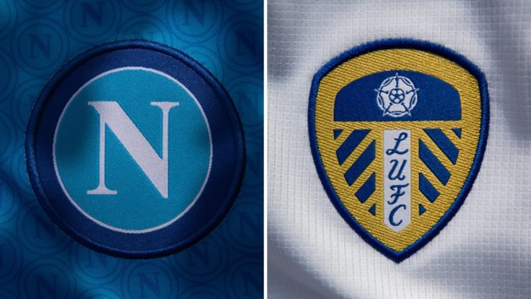 The Napoli and Leeds United badges.