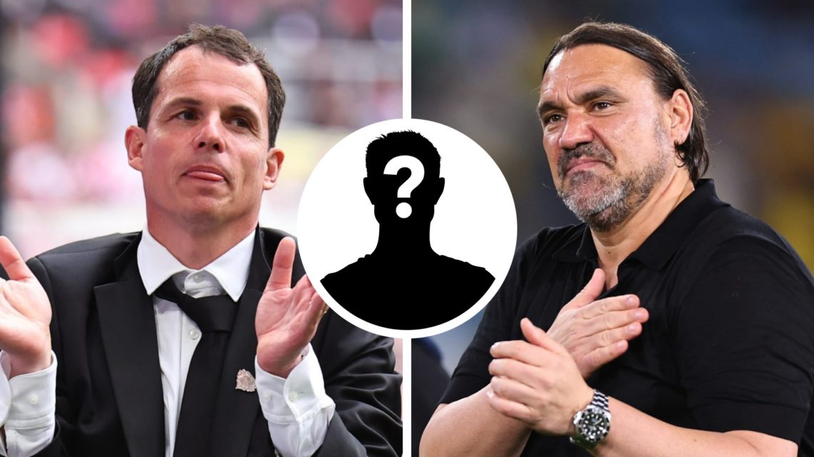 Split image of Sunderland manager Regis Le Bris celebrating after the Championship play-off final, and Leeds United manager Daniel Farke celebratin...
