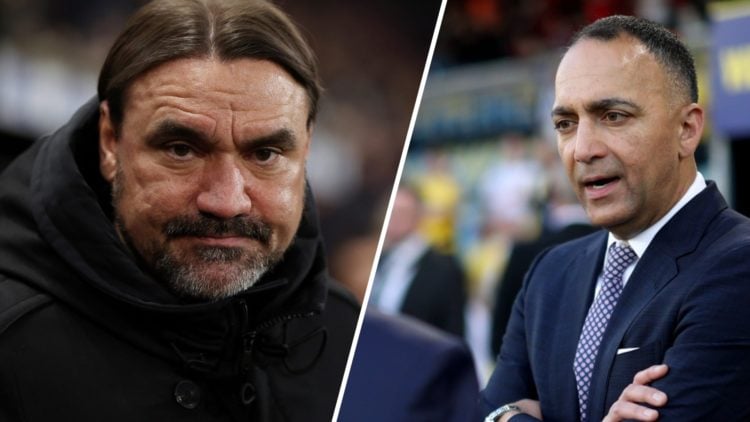 Leeds United manager Daniel Farke (left) and chairman Paraag Marathe (right)