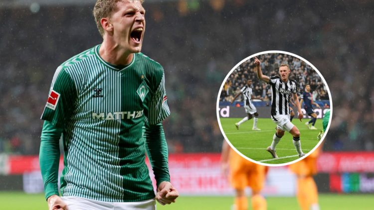 SV Werder Bremen's Jens Stage and Newcastle United's Sean Longstaff