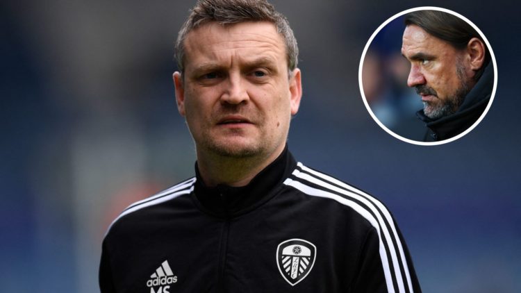 Michael Skubala as Leeds United coach looking on. Inset, Leeds United manager Daniel Farke.