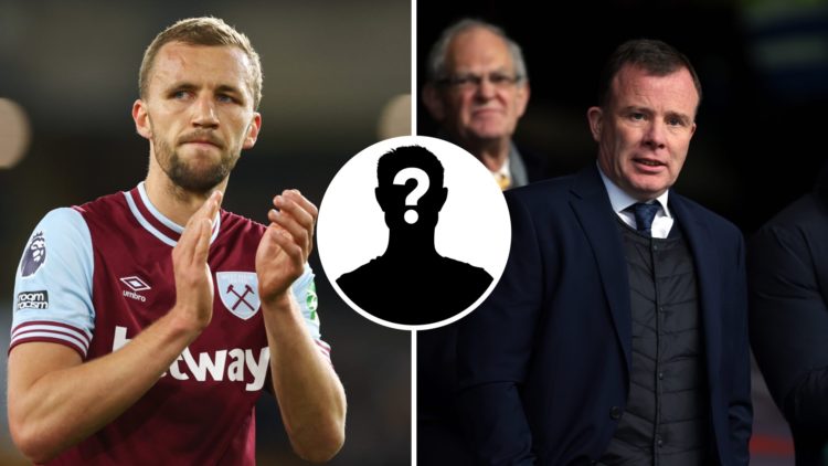 Tomas Soucek applauds West Ham fans and Angus Kinnear before leaving for Everton.