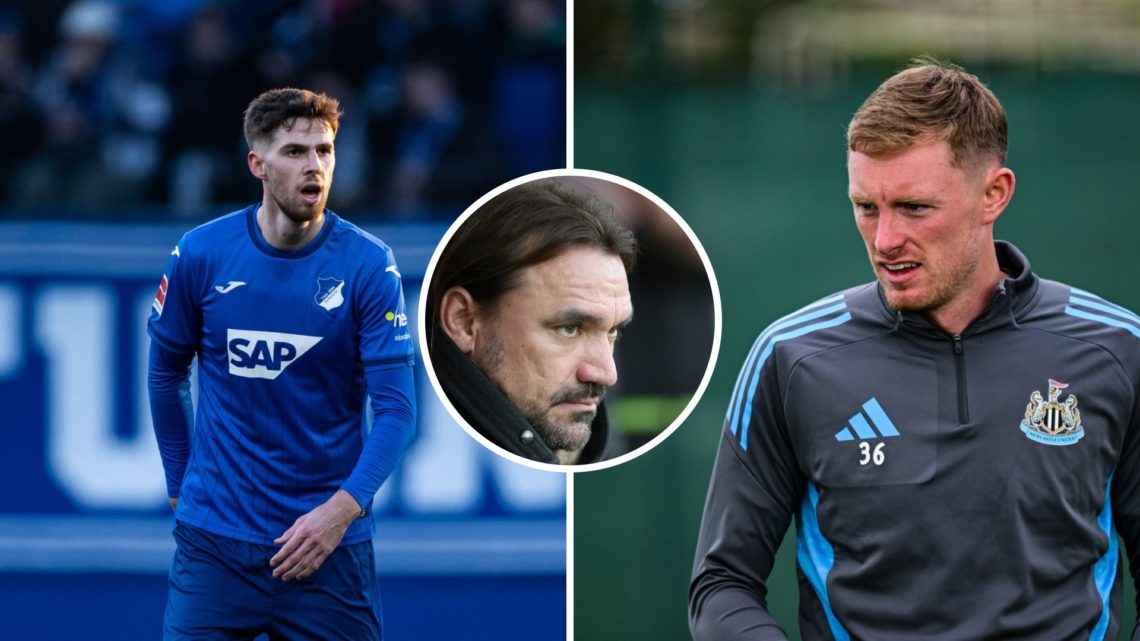 Anton Stach in action for Hoffenheim and Sean Longstaff in Newcastle training.