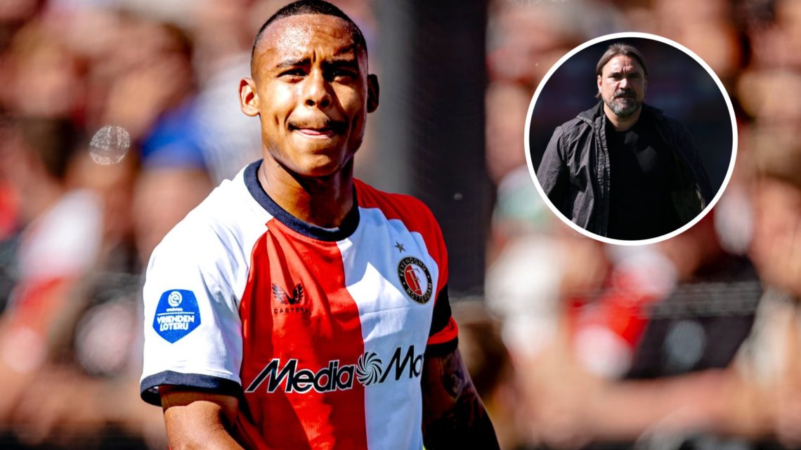 Feyenoord winger Igor paixao looks on. Inset, Leeds United manager Daniel Farke looking on.