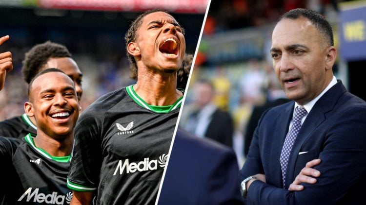Feyenoord winger Igor Paixao (left) and Leeds United chairman Paraag Marathe (right)