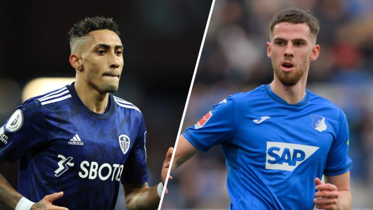 Leeds United winger Raphinha (left) and Hoffenheim's Anton Stach (right)