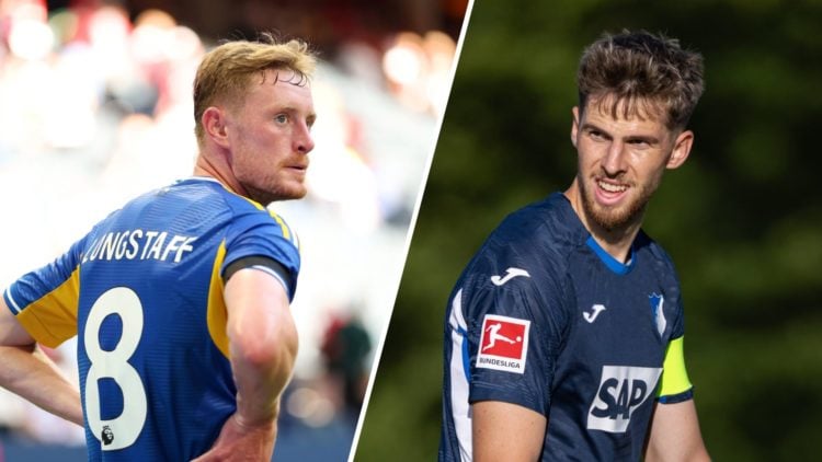 Leeds United midfielders Sean Longstaff (left) and Anton Stach (right)
