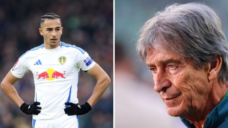 Mateo Joseph in action for Leeds and Real Betis manager Manuel Pellegrini.