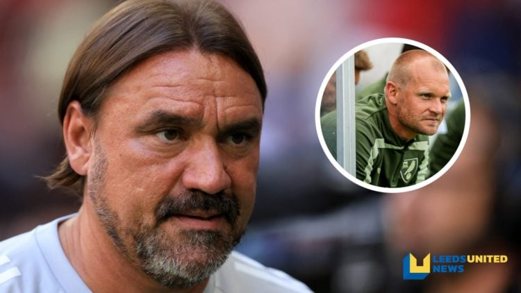 Leeds United manager Daniel Farke during a pre-season match. Inset a picture of Norwich City manager Liam Manning.