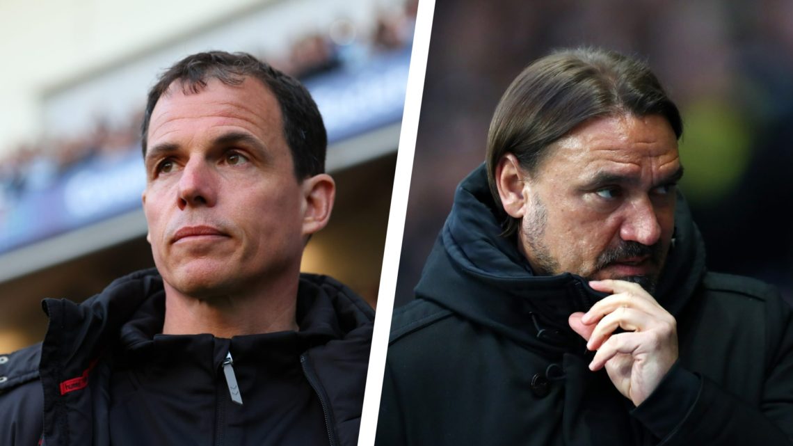Split image of Sunderland manager Regis Le Bris and Leeds United manager Daniel Farke during Championship matches.