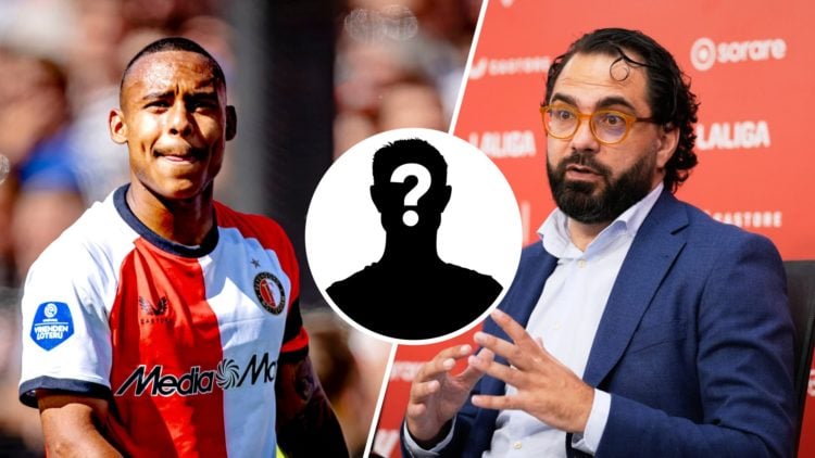 Feyenoord winger Igor Paixao (left) and Victor Orta (right) plus mystery player inset