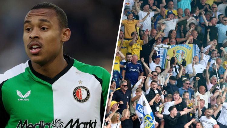 Igor Paixao playing for Feyenoord. Leeds fans watching game.