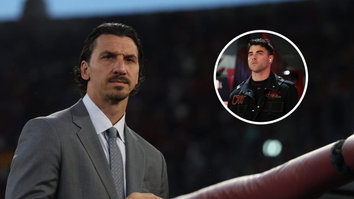 Zlatan Ibrahimovic looks on as Andrea Sottil attends a Milan match.