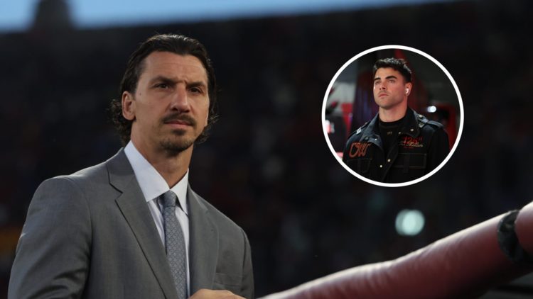 Zlatan Ibrahimovic looks on as Andrea Sottil attends a Milan match.