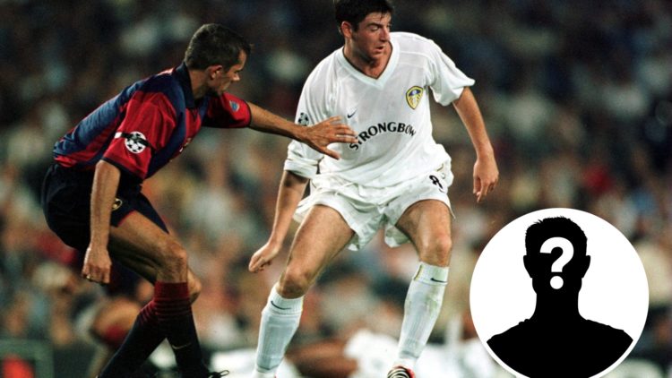 Michael Bridges in action for Leeds against Barcelona in the Champions League, in 2000.