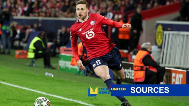 LOSC Lille left-back Gabriel Gudmundsson with LUN sources banner