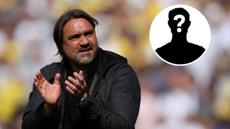 Leeds United manager Daniel Farke (left) with mystery player inset (right)