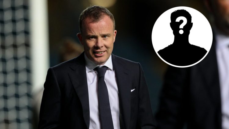 Angus Kinnear smiling as Leeds United CEO. Inset, LUN Mystery player icon.