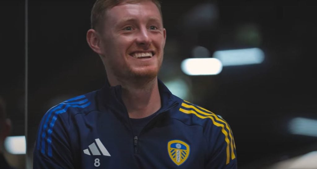 Close up image of Sean Longstaff at Thorp Arch after signing for Leeds United.