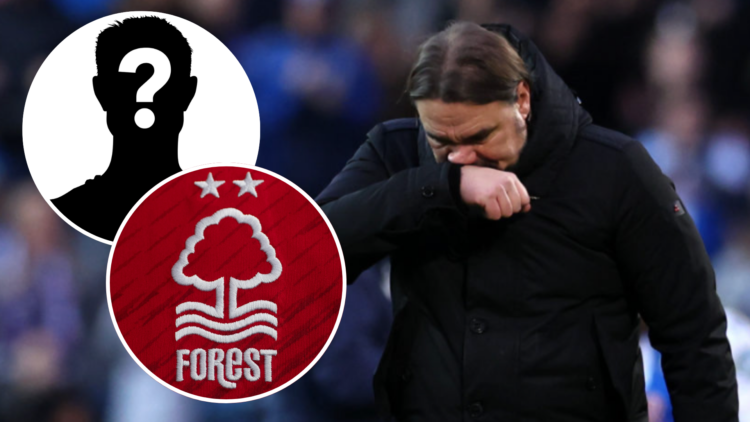 Daniel Farke and Nottingham Forest badge alongside mystery player badge.
