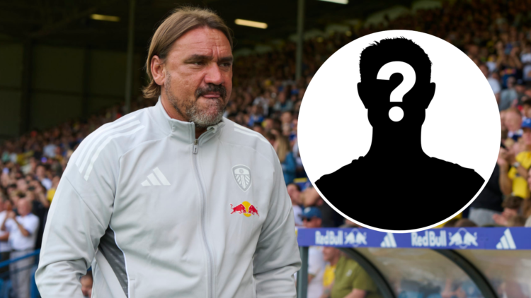 Leeds United manager Daniel Farke and mystery player icon.