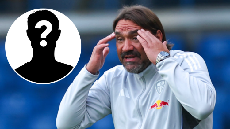 Leeds manager Daniel Farke alongside mystery player icon.