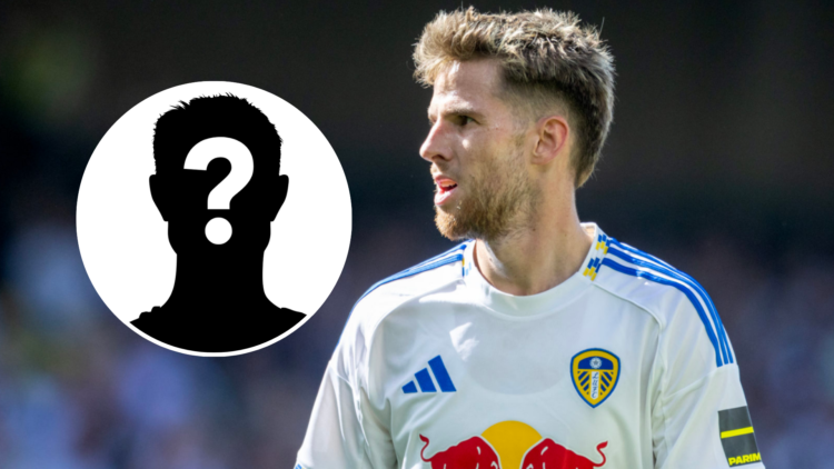 Leeds United's Anton Stach alongside mystery player icon.
