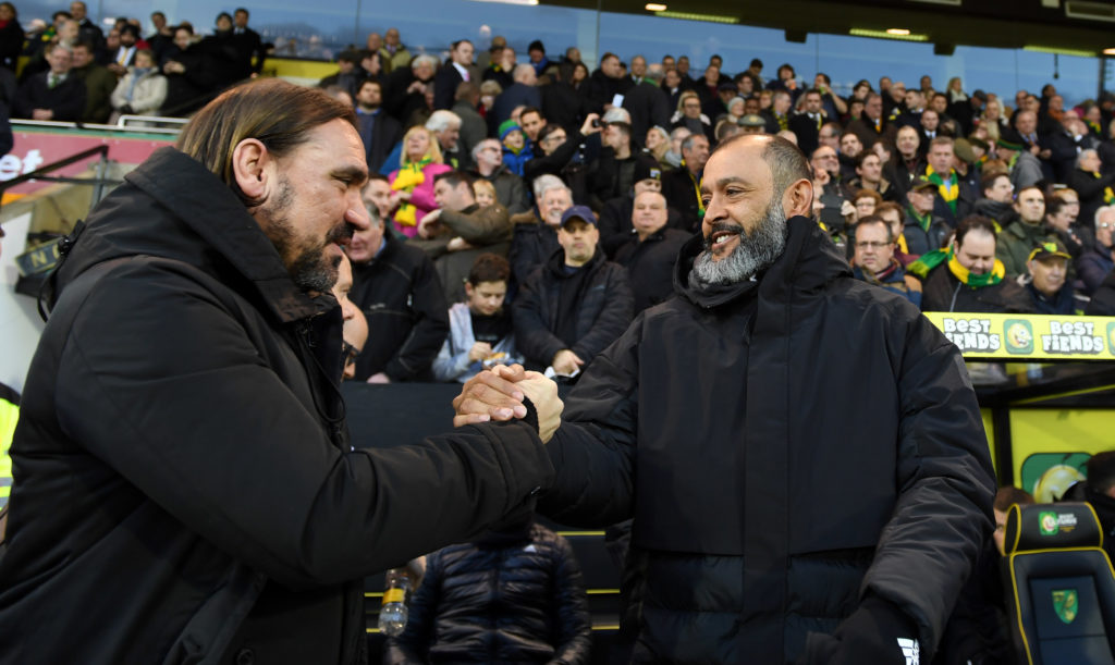 Daniel Farke and Nuno Espirito Santo while at Norwich and Wolves.
