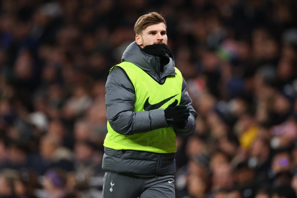 Timo Warner warms up ahead of Tottenham Hotspur FC v Manchester City FC - Premier League