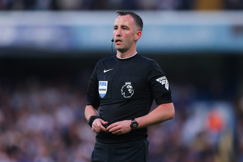 Referee Chris Kavanagh looks on during Chelsea FC v Manchester United FC in the Premier League