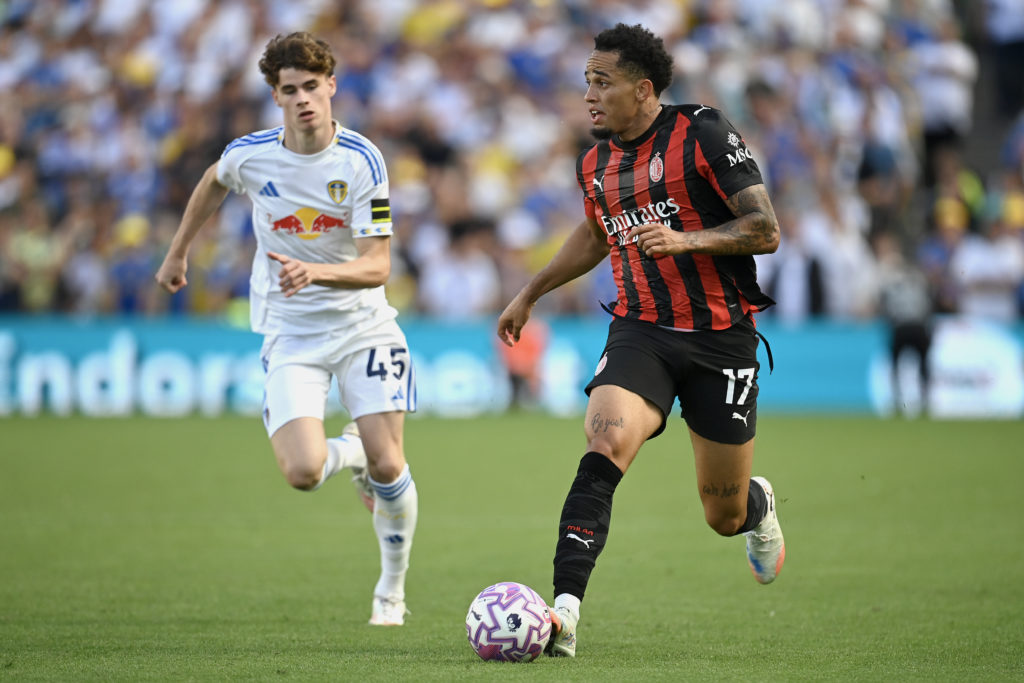 Noah Okafor playing for AC Milan against Harry Gray