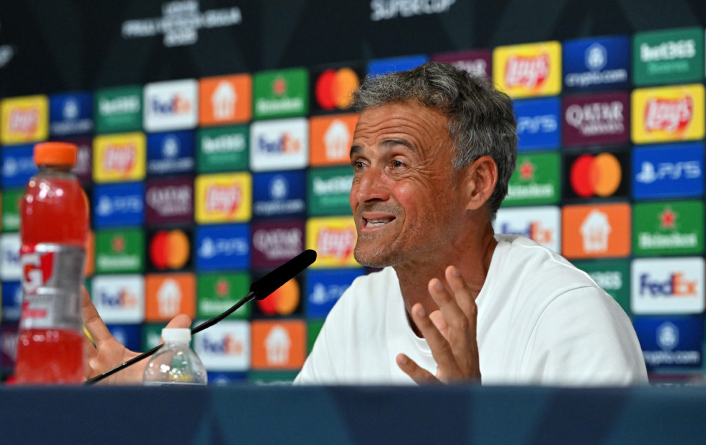 Luis Enrique during a PSG press conference.
