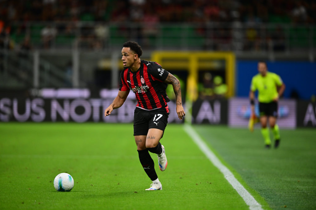 Noah Okafor in action during AC Milan v SSC Bari - Coppa Italia