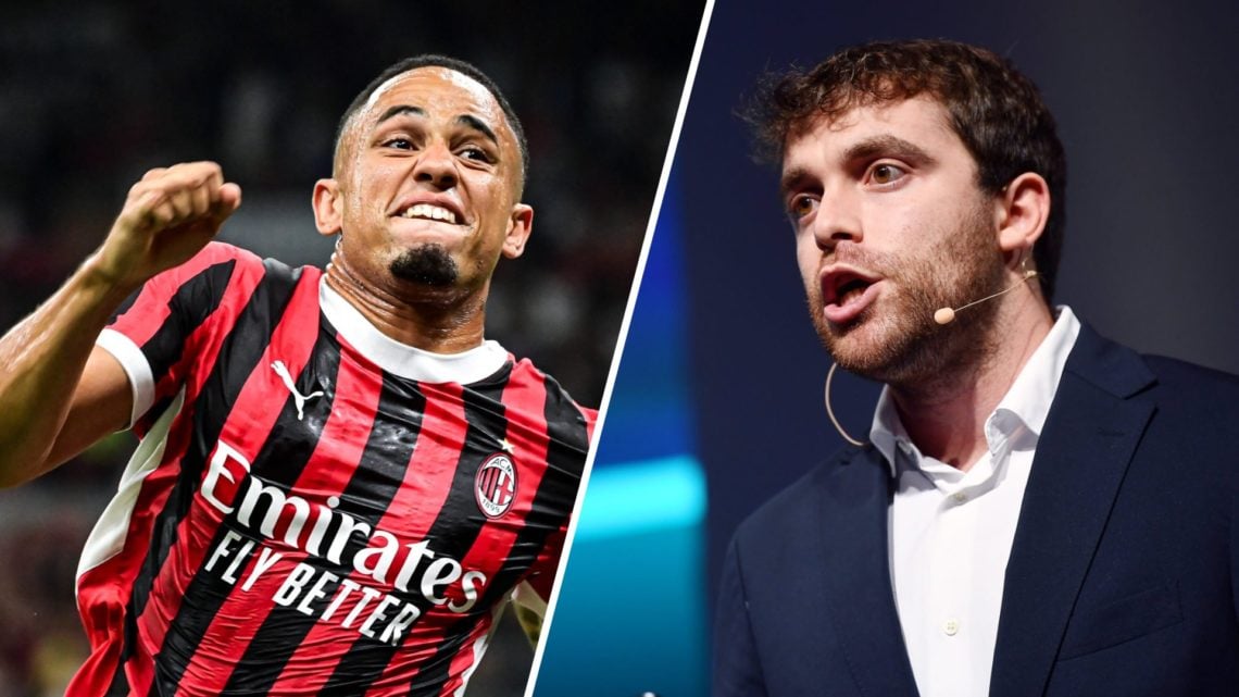 AC Milan's Noah Okafor (left) and transfer guru Fabrizio Romano (right)