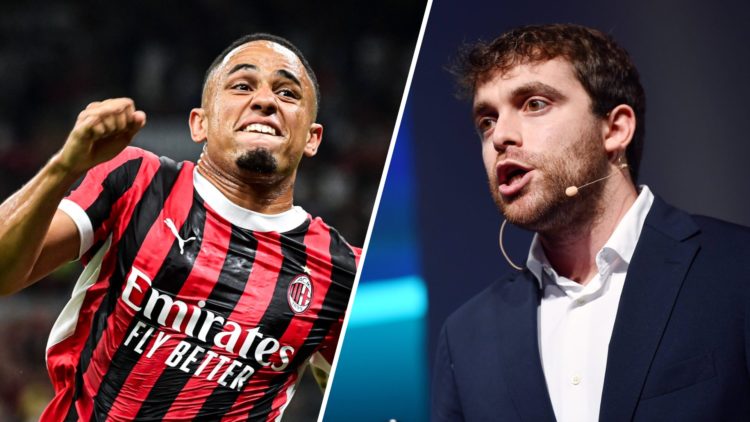 AC Milan's Noah Okafor (left) and transfer guru Fabrizio Romano (right)