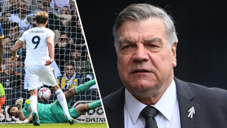 Split image of Patrick Bamford in action for Leeds United and Sam Allardyce