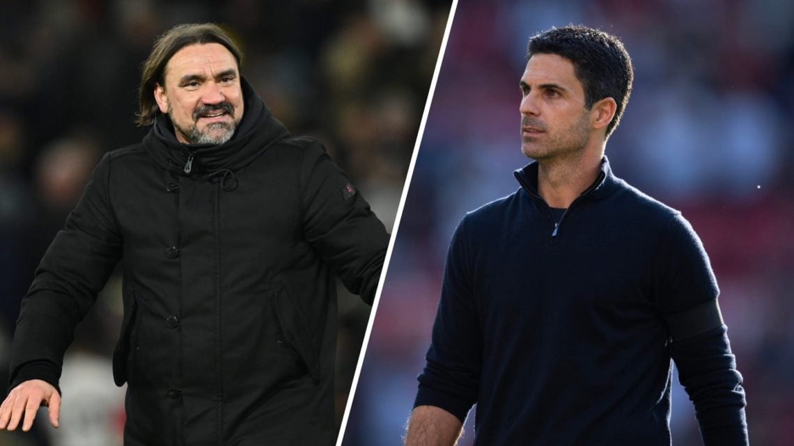 Split image of Leeds United manager Daniel Farke and Arsenal manager Mikel Arteta
