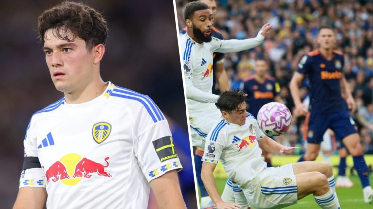 Dan James playing for Leeds United against Newcastle United.